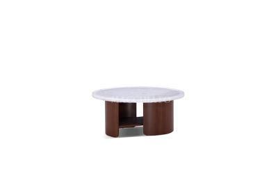 Walnut Color Coffee Table with High Quality Natural Marble Top