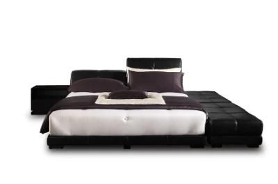 Modern Contemporary Leather Twin Bed Frames with Side Bench