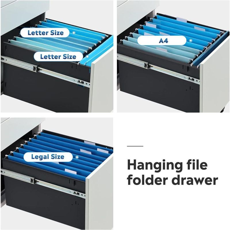 Side Openning 3 Drawer Mobile File Cabinet