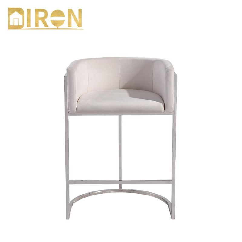 Wholesale Modern Home Dining Furniture Metal Legs Upholstered Velvet Dining Bar Chairs