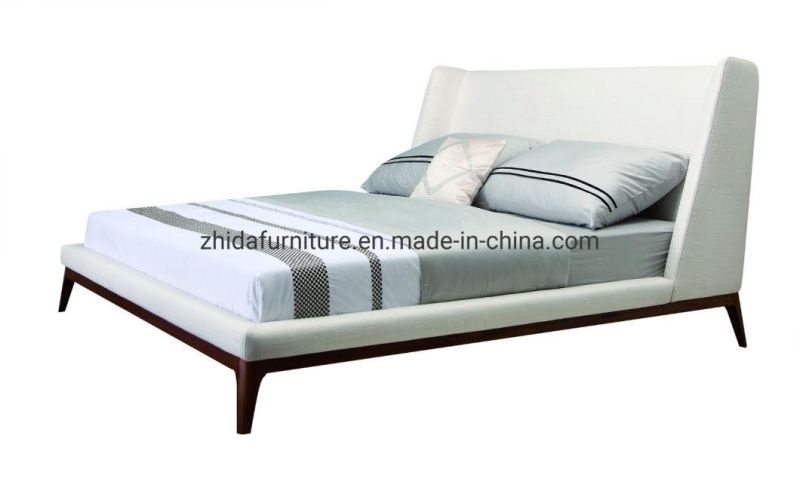 Chinese Modern Fabric Bedroom Furniture Leather Double Bed