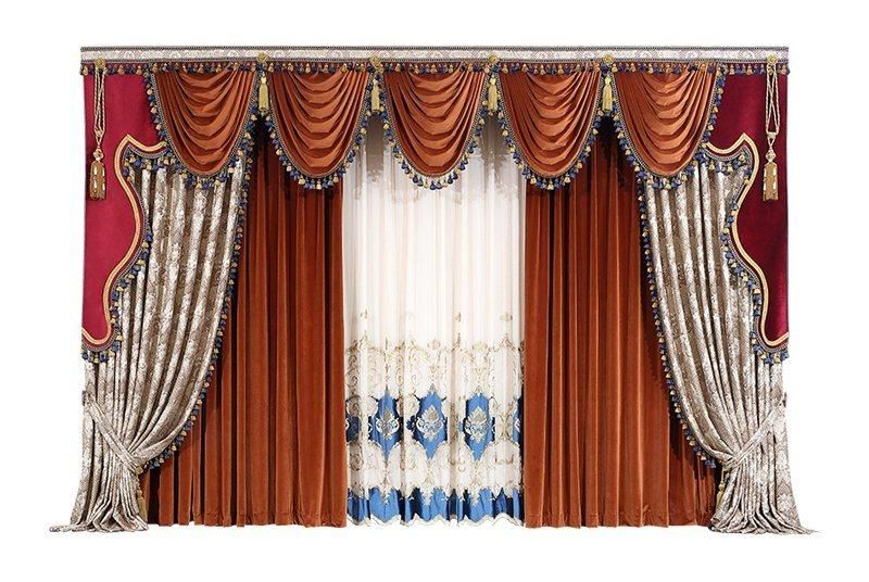 Zhida New Classical Style Luxury Hotel Lobby Bedroom Window Curtains Villa Living Room Fabric Jacquard Curtain with Window Treatment Set