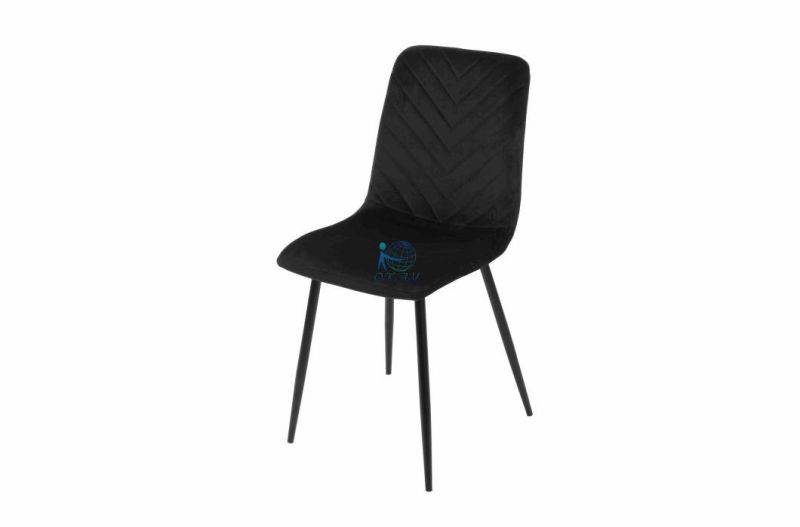 2022 New Design Modern Wing Back Soft Mat Black Powder Coated Velvet Dining Chair