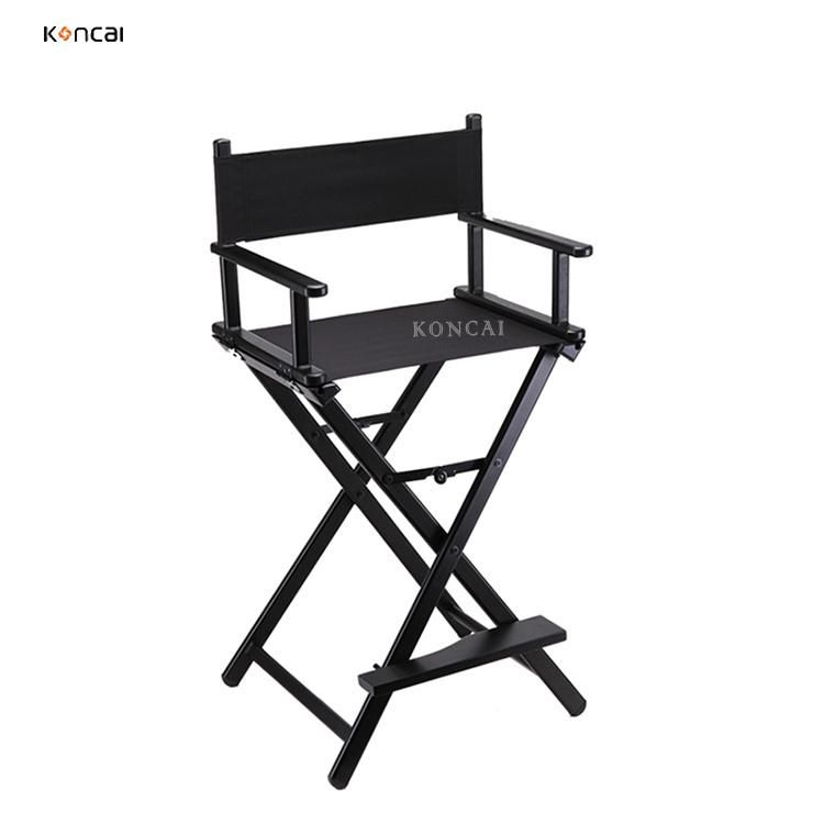 Black Makeup Chair Without Headrest Folding Aluminum Make up Hair Salon Beauty Director Chair