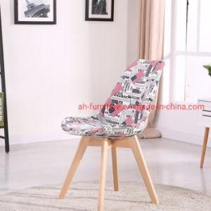 Tulip Dining Chair Fabric Seat Chair with Beech Wood Legs