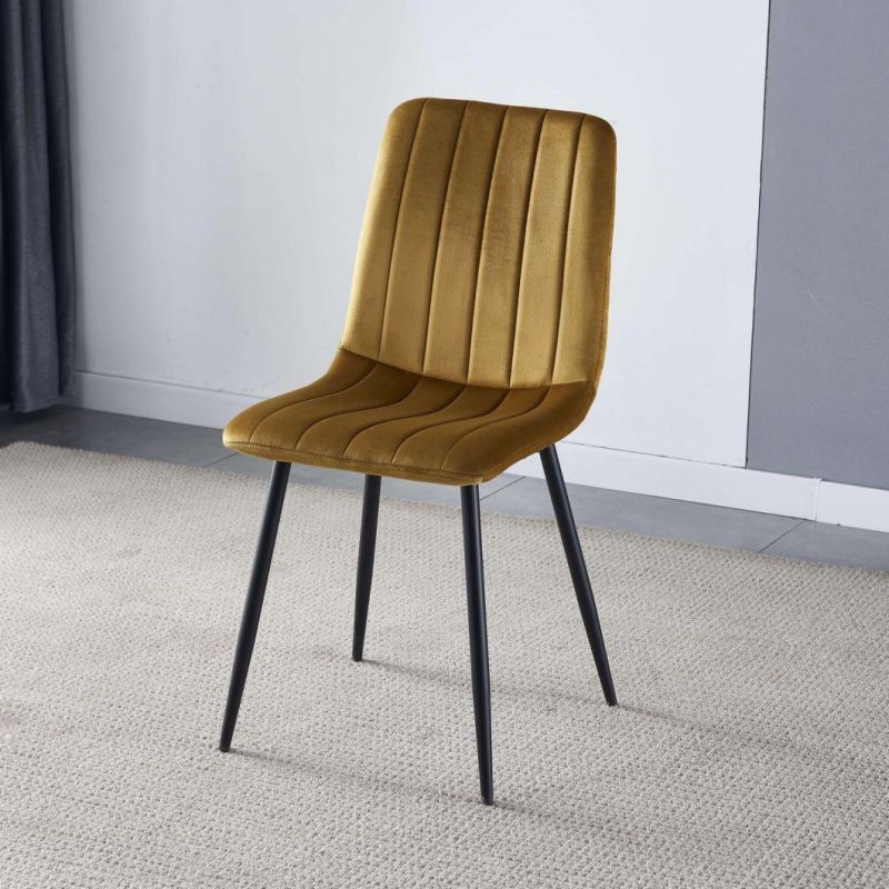 2022 Promotion Big Loading Ability Velvet Small Dining Chair with Black Paint K/D Legs