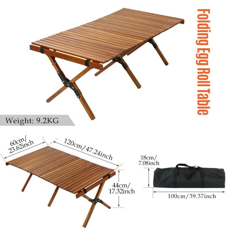 Outdoor Portable Wooden Table Folding Picnic Table Foldable Beach Table