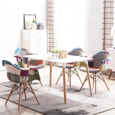 Fashionable Coffee Shop Arm Chair Patchwork Armchair Dining Chair with Eiffell Leg