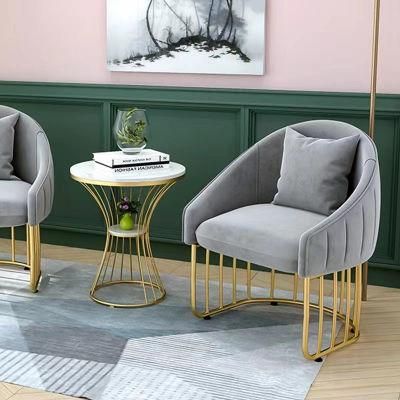 Metal Living Room Chair Flannelette Upholstered Golden Leisure Chair Contemporary Iron