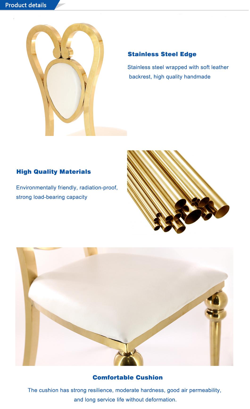 Modern Stackable Event Party Stainless Steel Gold Wedding Chair for Rental
