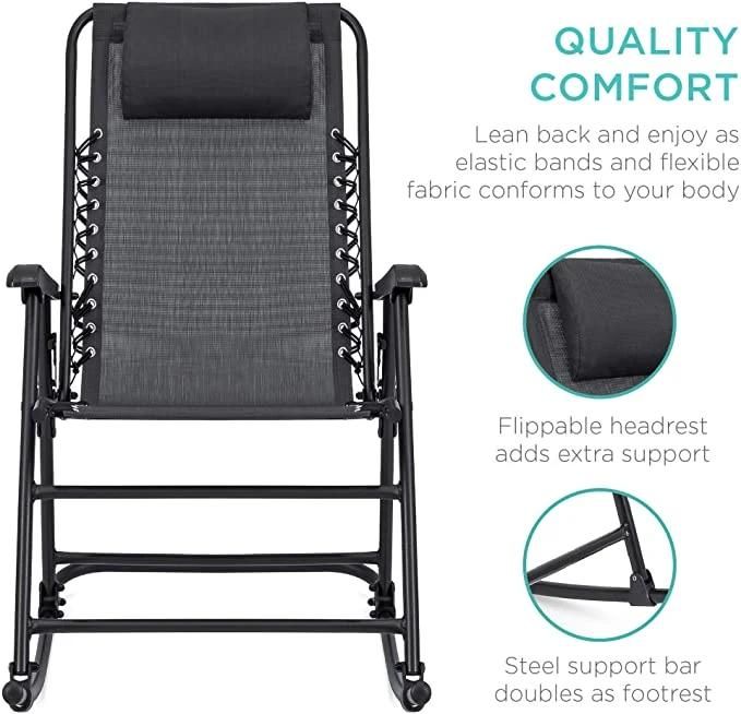 Luxury Patio Leisure Easy Cleaning Outdoor Cheap Metal Folding Rocking Garden Chair