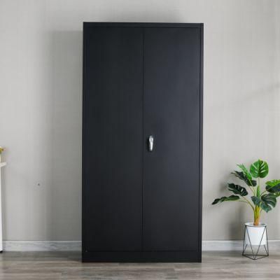 Swing Door Steel Cabinets Metal Black Filing Cabinet with 4 Adjustable Shelves File Cabinet