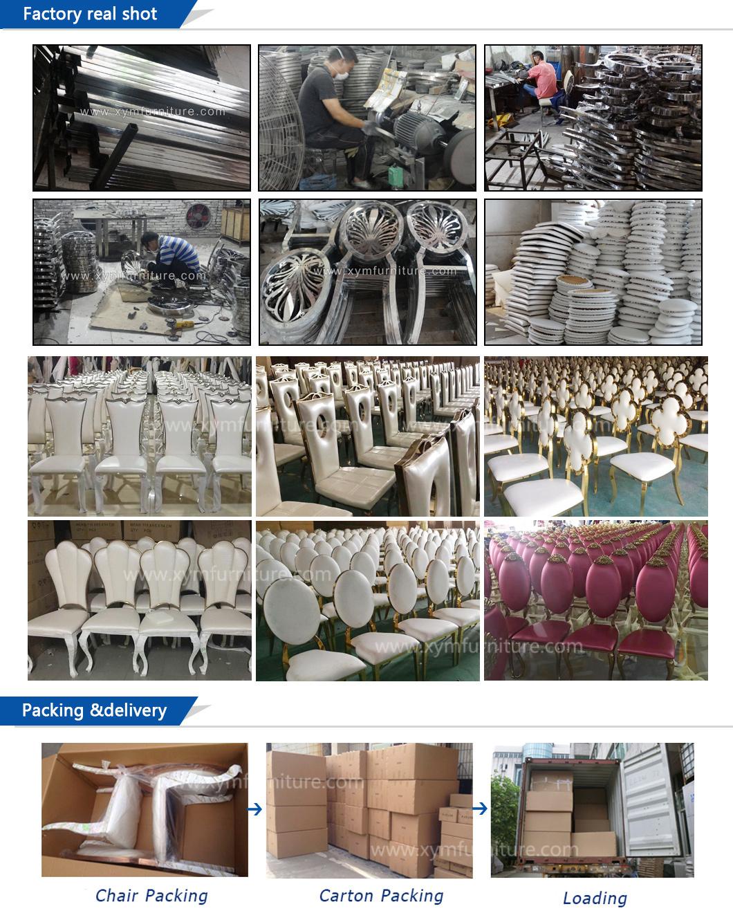 Luxury Wedding Wholesale White Leather Stainless Steel Throne Chairs with Crystal Button