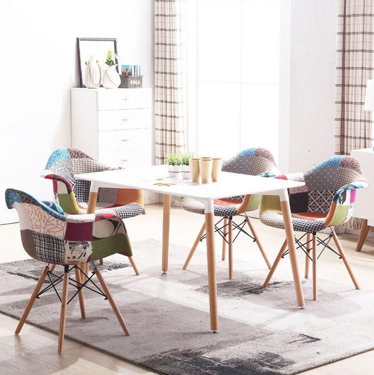 Modern Dining Side Arm Chair Upholstered Patchwork Chair