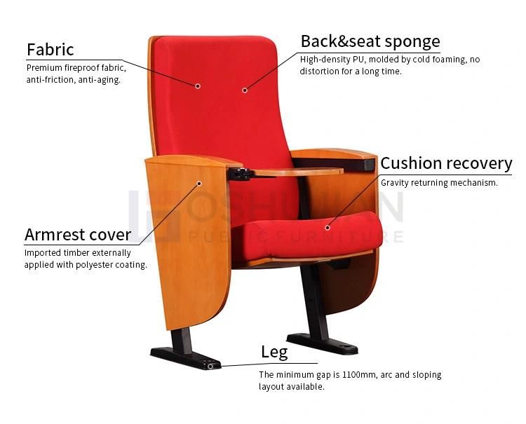 Customized Theater Cinema Movie Furniture Lecture Hall School University Hospital Meeting Conference Seat Fabric Folding Auditorium Seating Chair