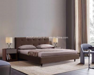 Villa Bedroom Hotel Apartment Modern Fabric Solid Wood Double Bed