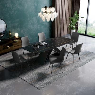 Commercial Hotel Restaurant Marble Stone Dining Table Metal Dining Furniture Set