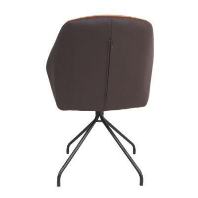Wholesale Home Furniture Chrome Iron Legs Dining Chair Orange Velvet Fabric Dining Chair