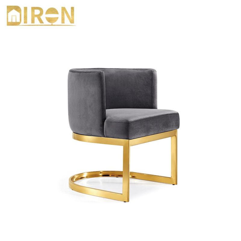 Market Popular Design Velvet Stainless Steel in Golden Color Dining Chair