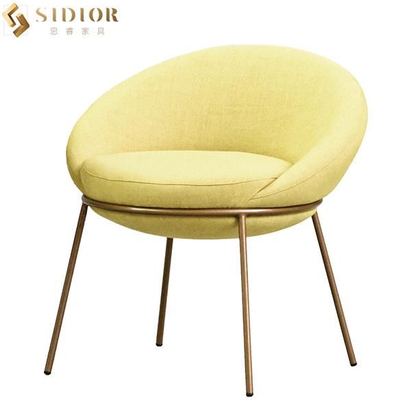 Yellow Fabric Ultra Modern Dining Chairs with Stainless Steel Legs