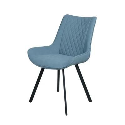 Modern Design Style Dining Room Furniture High Back Fabric Dining Chair with Metal Tube Leg