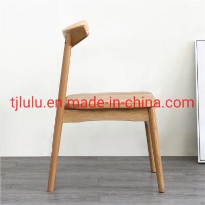 Simple Style Hotel Restaurant Upholstered Solid Wood Dining Chair Living Room Furniture Ox Horn Office Fabric Wooden Chair