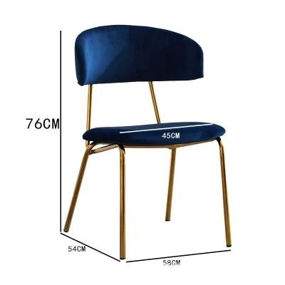 Home Furniture Hotel Upholstered Soft Velvet Chair with Metal Legs