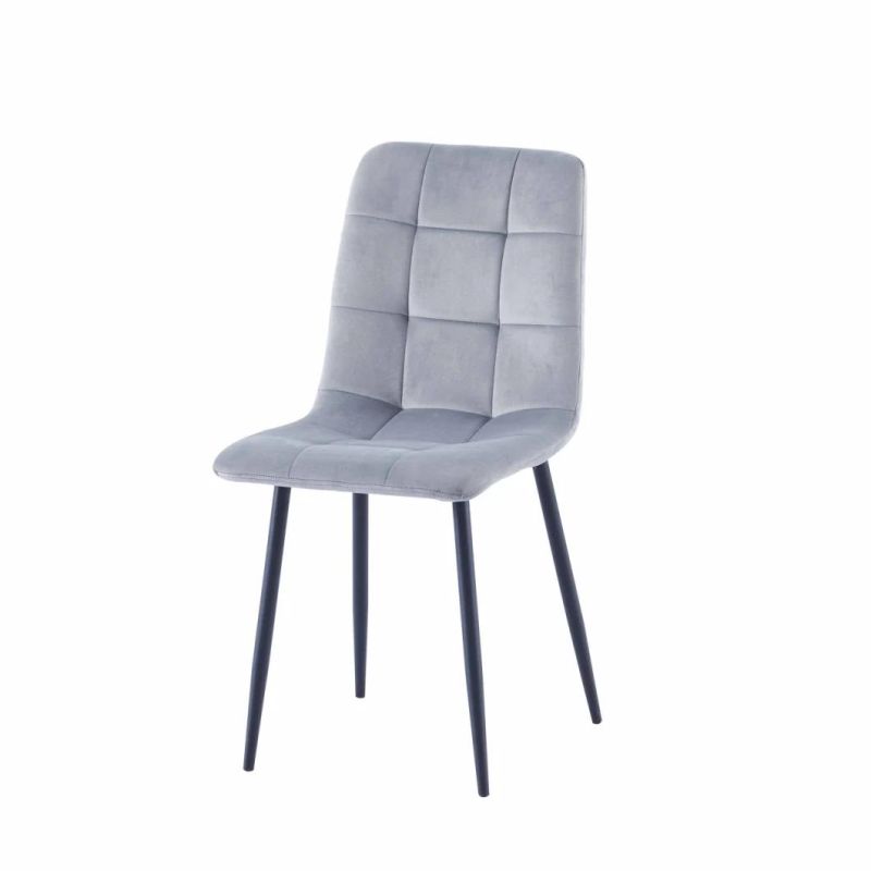2022 Most Best Selling Economic Small Velvet Dining Chair with Black Metal Legs
