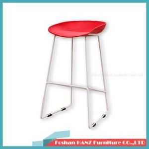 Plastic Bar Chair with White Matel Leg Red Bar Stool
