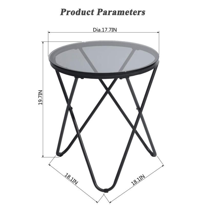 Nordic Home Outdoor Patio Furniture Glass Table Dining Table Coffee Table Side Table Sofa Table with Metal Frame