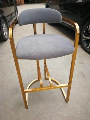 Popular Fabric Golden Metal Frame Club Bar Chair Home Barstool