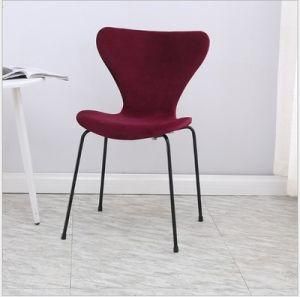Modern Simple Armless Red Flannel Black Iron Chair