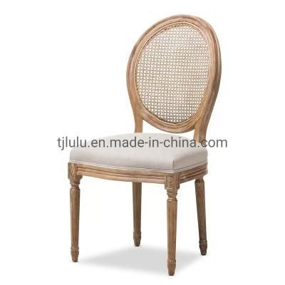 Customized Banquet Chairs French Antique Wedding Wooden Leg Louis Chair Fabric Chair for Village Restaurant Ghost Dining Chair