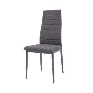 Metal Frame Upholstered Seat High Back Black Painted Legs Dining Chair