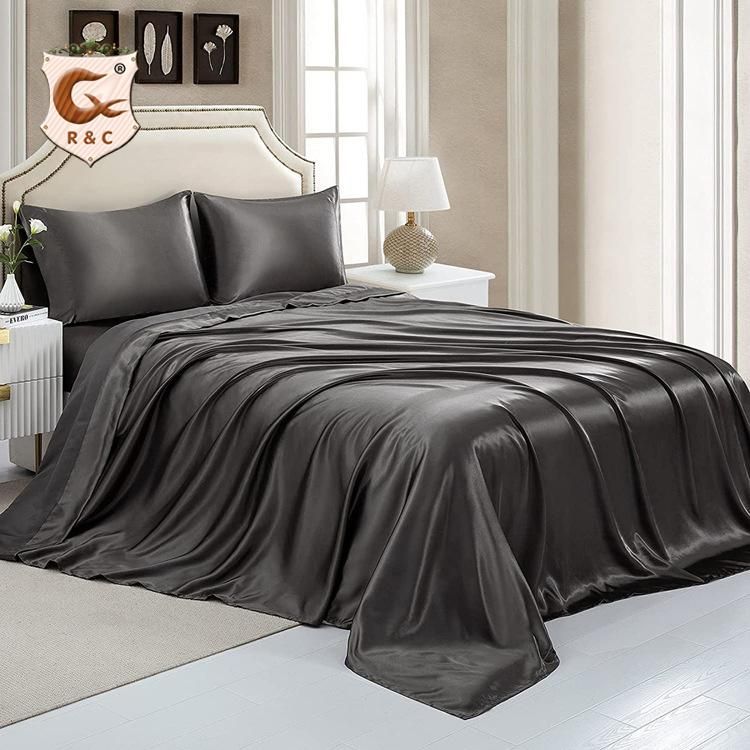 Wholesale Customized Bed Set Silky Smooth Satin Luxury Sheet Set 4piece Bedding Set