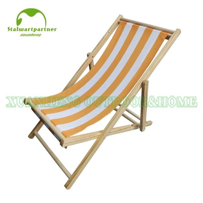 Outdoor Foldable Wood Canvas Folding Beach Sling Chair