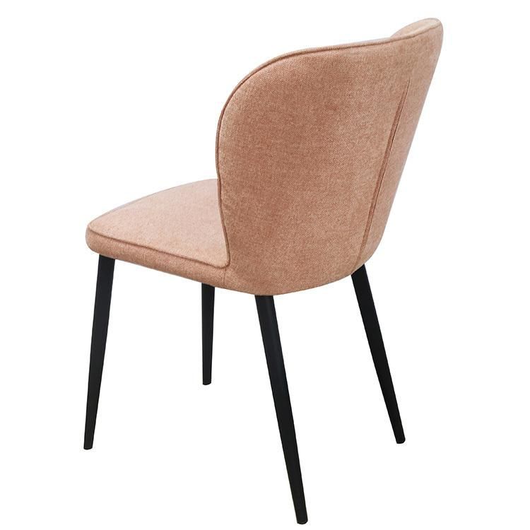 Modern Luxury Fashion Colorful Soft Fabric Upholstery Cafe Dining Chair with Metal Leg